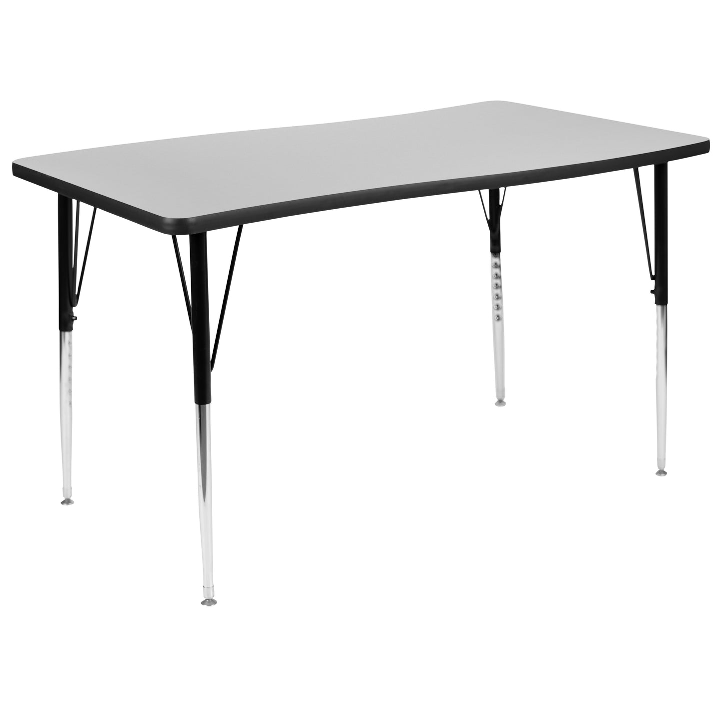 Emmy 76" Oval Wave Flexible Laminate Activity Table Set with 18" Student Stack Chairs, Grey/Black