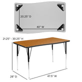 Emmy 76" Oval Wave Flexible Laminate Activity Table Set with 18" Student Stack Chairs, Oak/Black
