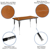 Emmy 76" Oval Wave Flexible Laminate Activity Table Set with 18" Student Stack Chairs, Oak/Black