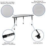 Emmy Mobile 86" Oval Wave Flexible Laminate Activity Table Set with 18" Student Stack Chairs, Grey/Black