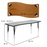 Emmy 86" Oval Wave Flexible Laminate Activity Table Set with 18" Student Stack Chairs, Grey/Black