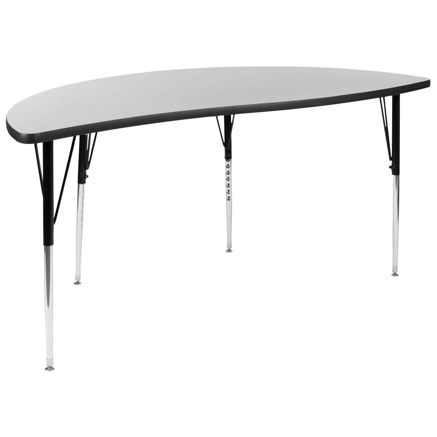 Emmy 86" Oval Wave Flexible Laminate Activity Table Set with 18" Student Stack Chairs, Grey/Black
