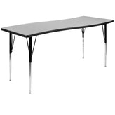 Emmy 86" Oval Wave Flexible Laminate Activity Table Set with 18" Student Stack Chairs, Grey/Black
