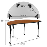 Emmy Mobile 86" Oval Wave Flexible Laminate Activity Table Set with 18" Student Stack Chairs, Oak/Black