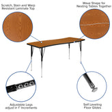 Emmy 86" Oval Wave Flexible Laminate Activity Table Set with 18" Student Stack Chairs, Oak/Black