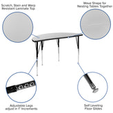 Emmy 47.5" Circle Wave Flexible Laminate Activity Table Set with 18" Student Stack Chairs, Grey/Black