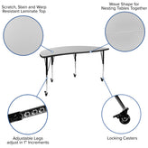 Emmy Mobile 60" Circle Wave Flexible Laminate Activity Table Set with 18" Student Stack Chairs, Grey/Black