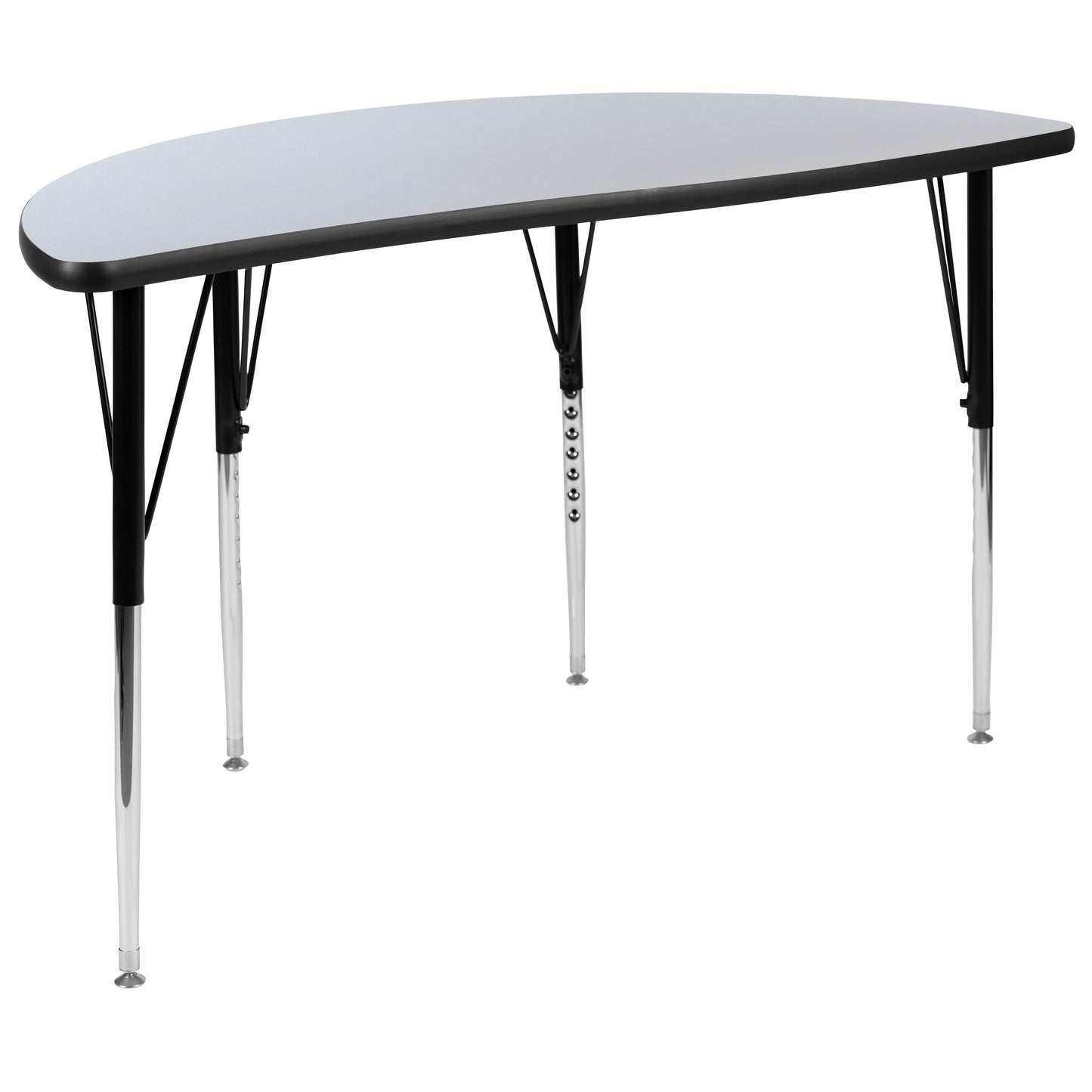 Emmy 2 Piece 76" Oval Wave Flexible Grey Thermal Laminate Activity Table Set - Standard Height Adjustable Legs