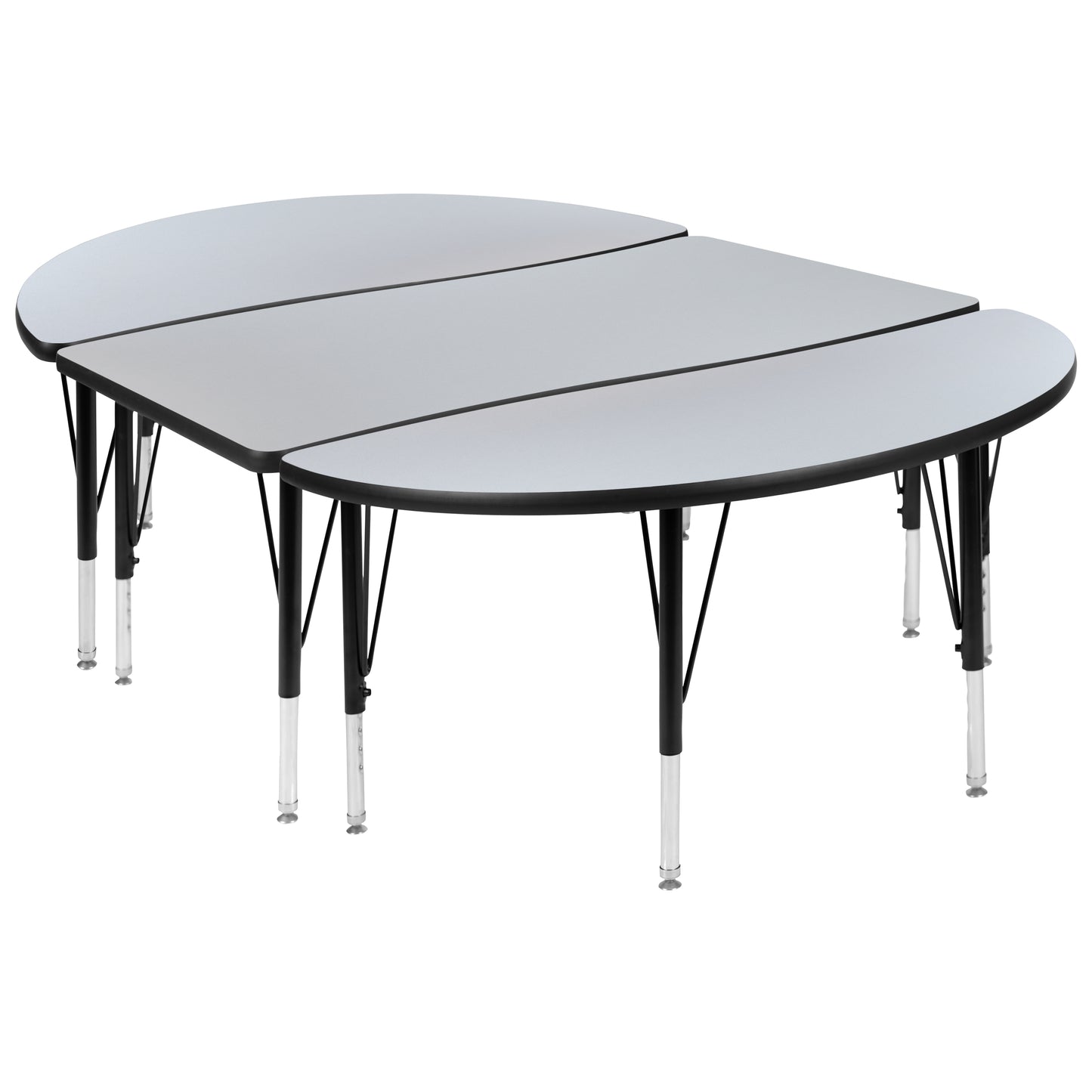 Emmy 2 Piece 76" Oval Wave Flexible Grey Thermal Laminate Activity Table Set - Height Adjustable Short Legs