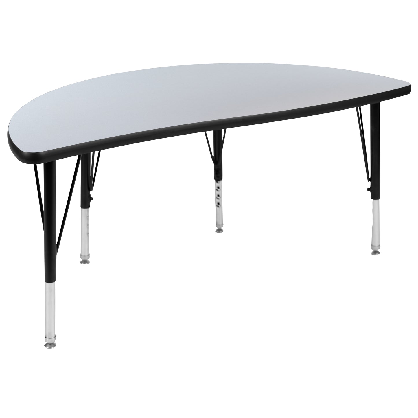 Emmy 2 Piece 76" Oval Wave Flexible Grey Thermal Laminate Activity Table Set - Height Adjustable Short Legs
