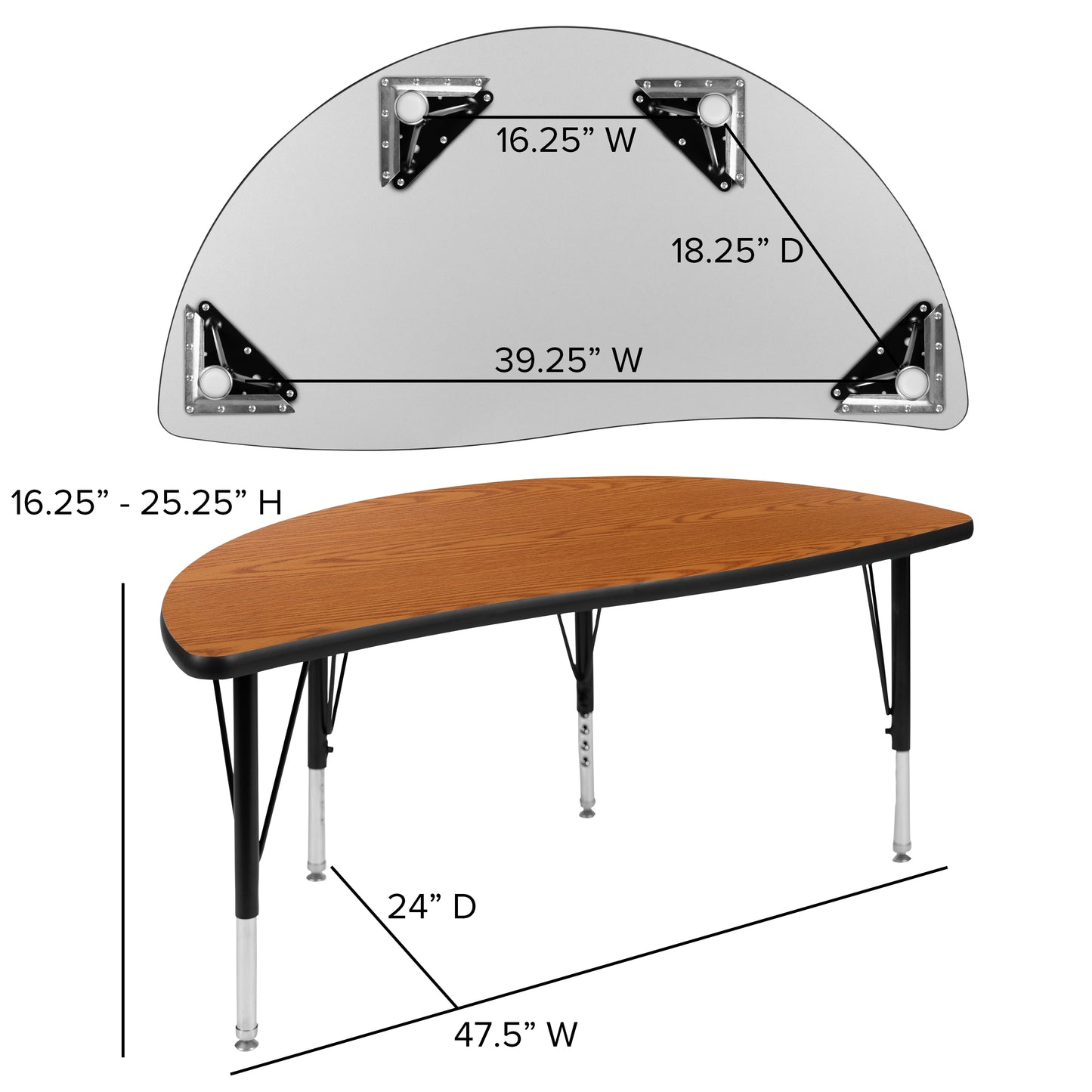 Emmy 2 Piece 76" Oval Wave Flexible Oak Thermal Laminate Activity Table Set - Height Adjustable Short Legs