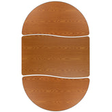 Emmy 2 Piece 76" Oval Wave Flexible Oak Thermal Laminate Activity Table Set - Height Adjustable Short Legs