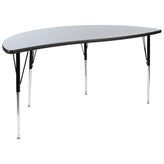 Emmy 2 Piece 86" Oval Wave Flexible Grey Thermal Laminate Activity Table Set - Standard Height Adjustable Legs