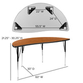 Emmy 2 Piece 86" Oval Wave Flexible Oak Thermal Laminate Activity Table Set - Standard Height Adjustable Legs