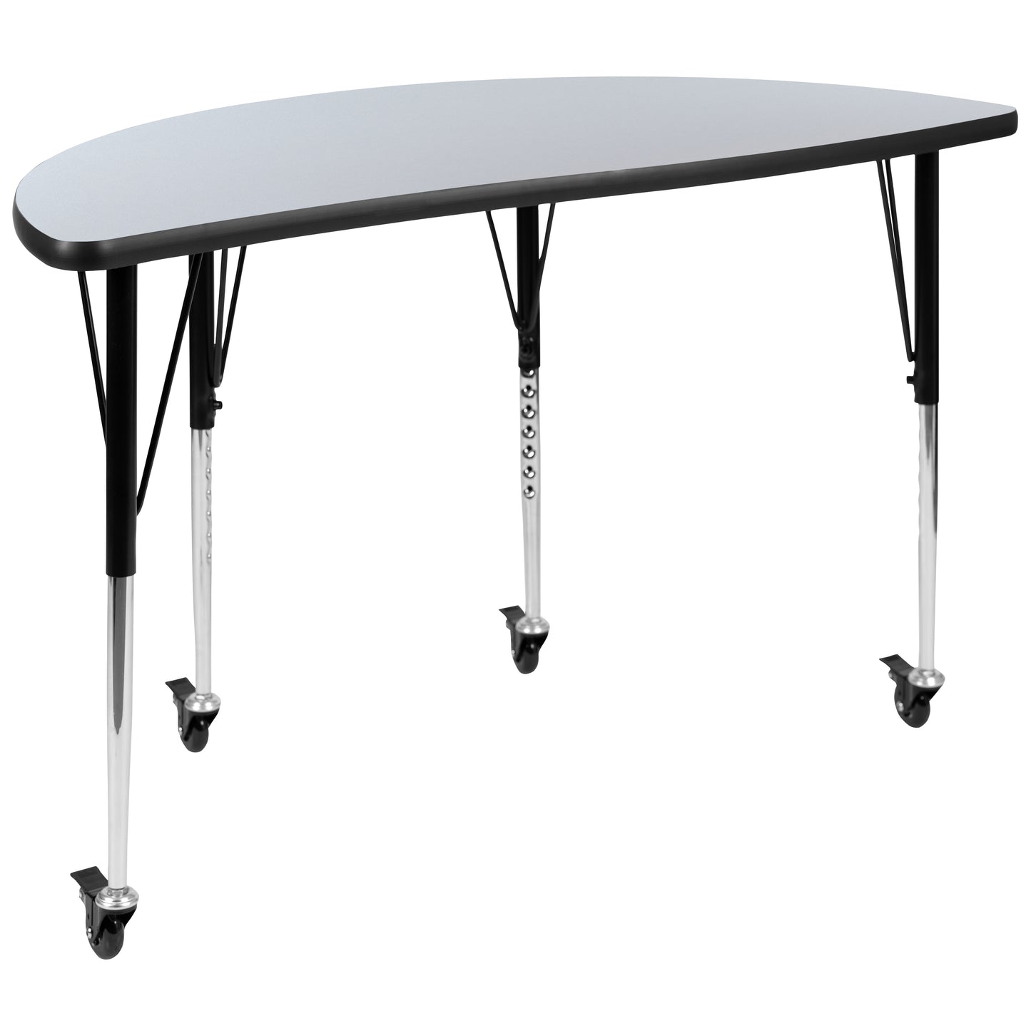 Emmy 2 Piece Mobile 47.5" Circle Wave Flexible Grey Thermal Laminate Adjustable Activity Table Set