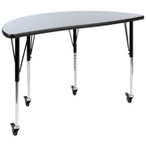 Emmy 2 Piece Mobile 47.5" Circle Wave Flexible Grey Thermal Laminate Adjustable Activity Table Set