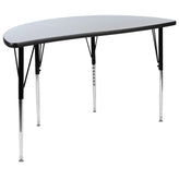 Emmy 2 Piece 47.5" Circle Wave Flexible Grey Thermal Laminate Activity Table Set - Standard Height Adjustable Legs
