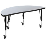 Emmy 2 Piece Mobile 47.5" Circle Wave Flexible Grey Thermal Laminate Kids Adjustable Activity Table Set