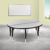 Emmy 2 Piece 47.5" Circle Wave Flexible Grey Thermal Laminate Activity Table Set - Height Adjustable Short Legs