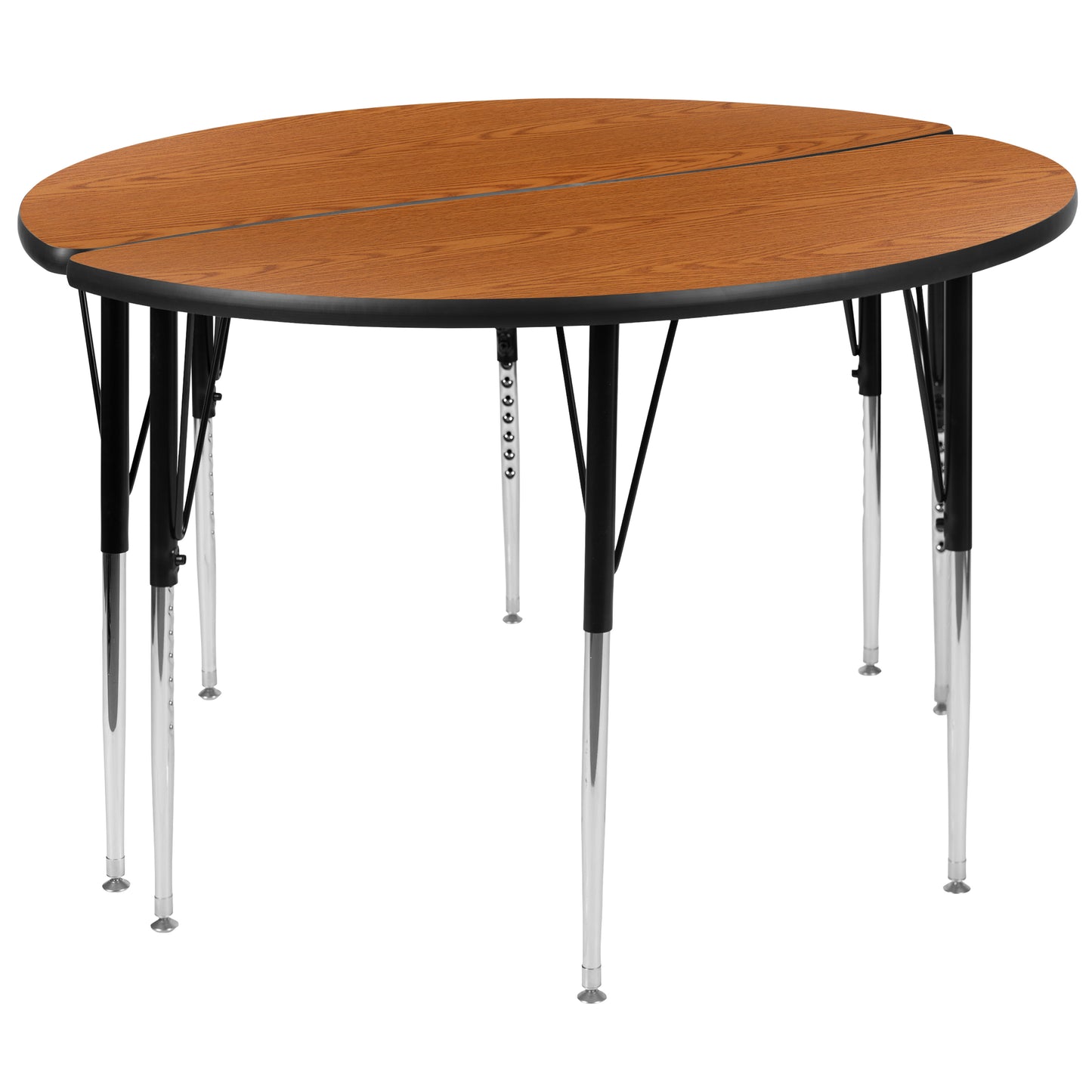 Emmy 2 Piece 47.5" Circle Wave Flexible Oak Thermal Laminate Activity Table Set - Standard Height Adjustable Legs