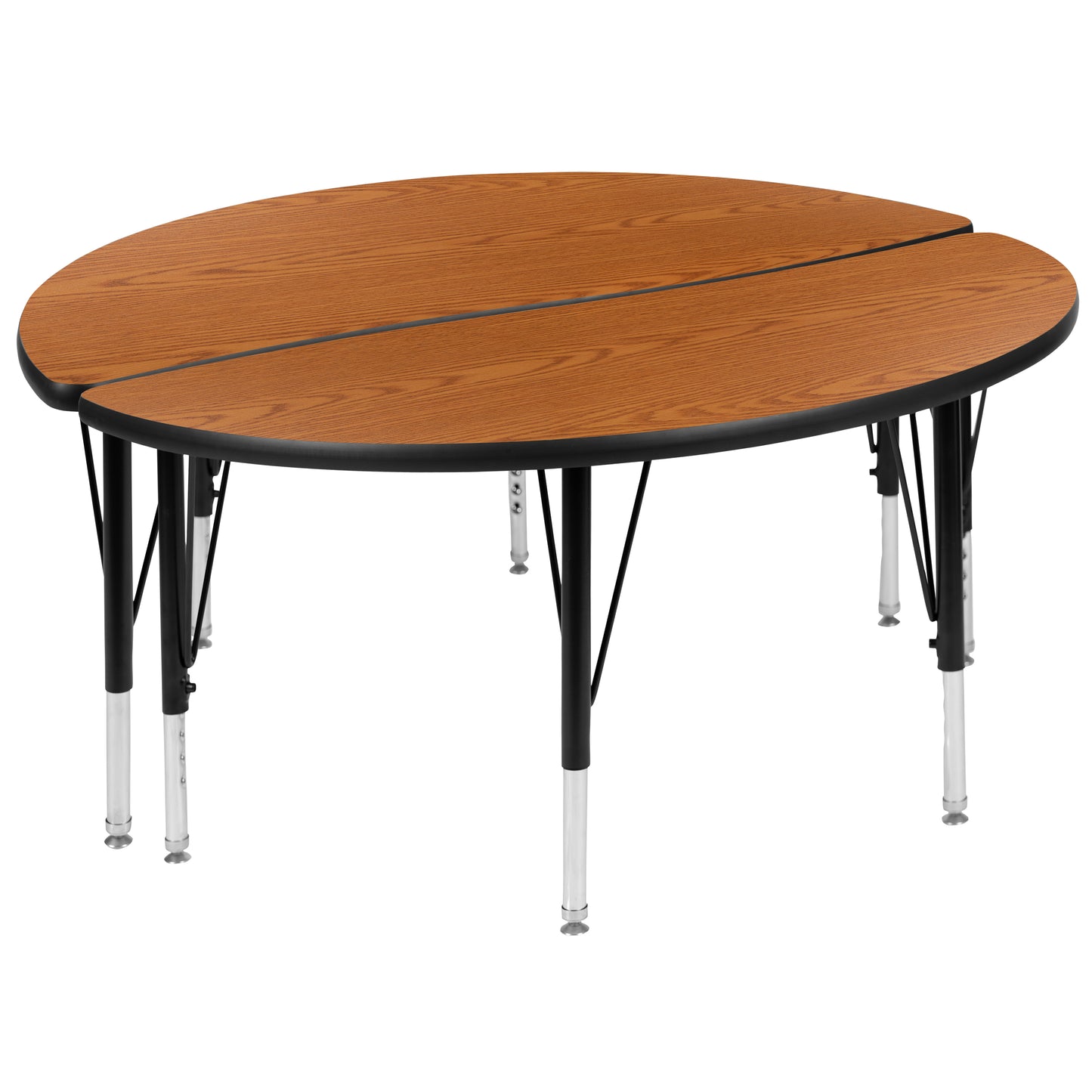 Emmy 2 Piece 47.5" Circle Wave Flexible Oak Thermal Laminate Activity Table Set - Height Adjustable Short Legs