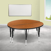 Emmy 2 Piece 47.5" Circle Wave Flexible Oak Thermal Laminate Activity Table Set - Height Adjustable Short Legs