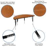 Emmy 2 Piece 47.5" Circle Wave Flexible Oak Thermal Laminate Activity Table Set - Height Adjustable Short Legs