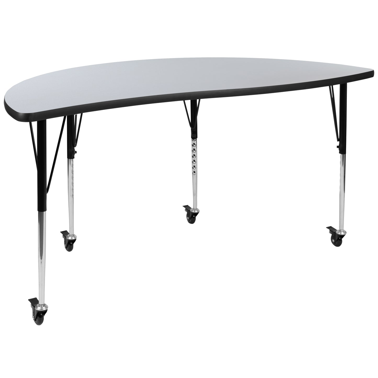 Emmy 2 Piece Mobile Emmy 60" Circle Wave Flexible Grey Thermal Laminate Adjustable Activity Table Set