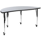 Emmy 2 Piece Mobile Emmy 60" Circle Wave Flexible Grey Thermal Laminate Adjustable Activity Table Set