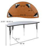 Emmy 2 Piece Emmy 60" Circle Wave Flexible Grey Thermal Laminate Activity Table Set - Standard Height Adjustable Legs