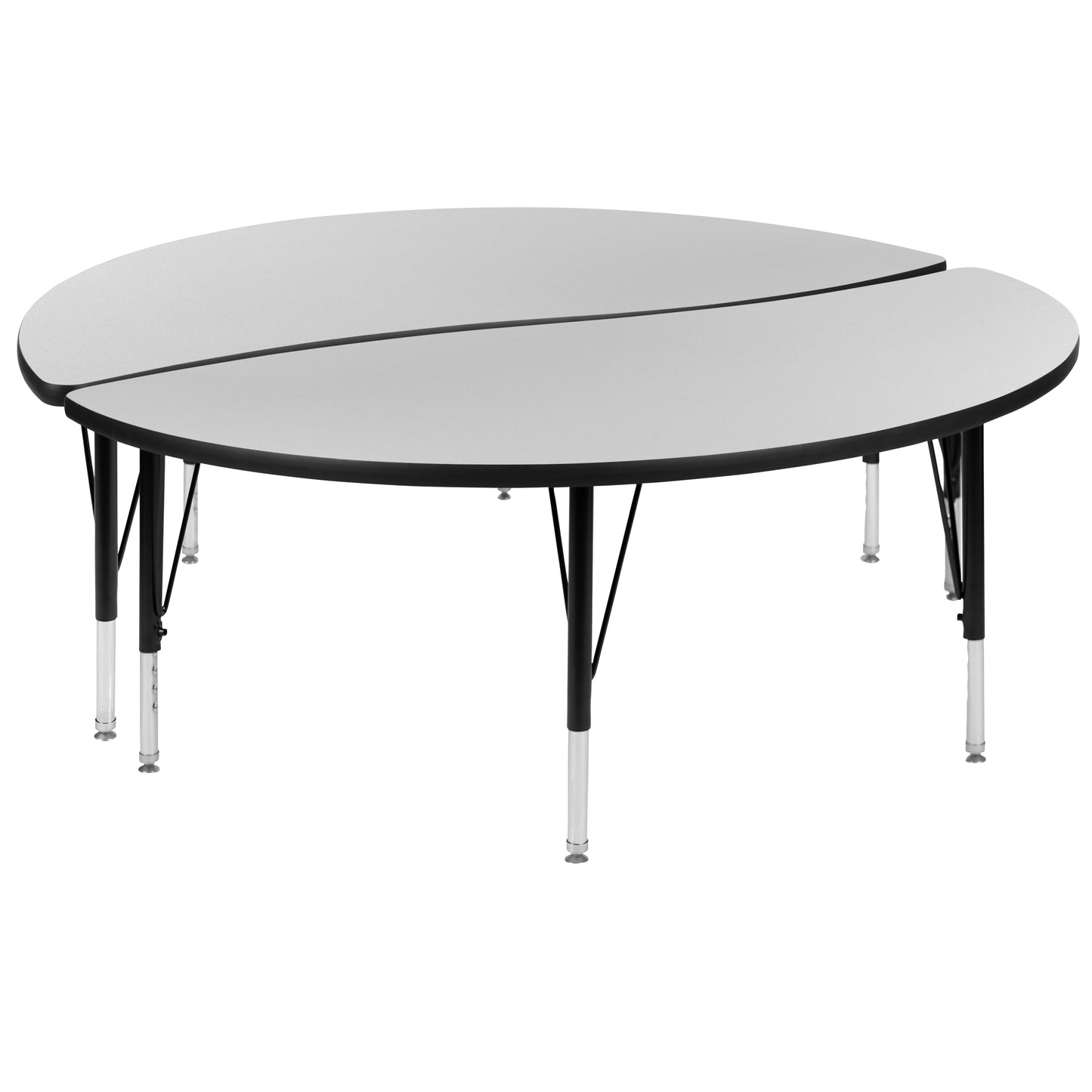 Emmy 2 Piece Emmy 60" Circle Wave Flexible Grey Thermal Laminate Activity Table Set - Height Adjustable Short Legs