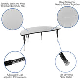 Emmy 2 Piece Emmy 60" Circle Wave Flexible Grey Thermal Laminate Activity Table Set - Height Adjustable Short Legs
