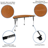 Emmy 2 Piece Mobile Emmy 60" Circle Wave Flexible Oak Thermal Laminate Adjustable Activity Table Set