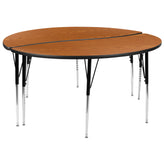 Emmy 2 Piece Emmy 60" Circle Wave Flexible Oak Thermal Laminate Activity Table Set - Standard Height Adjustable Legs