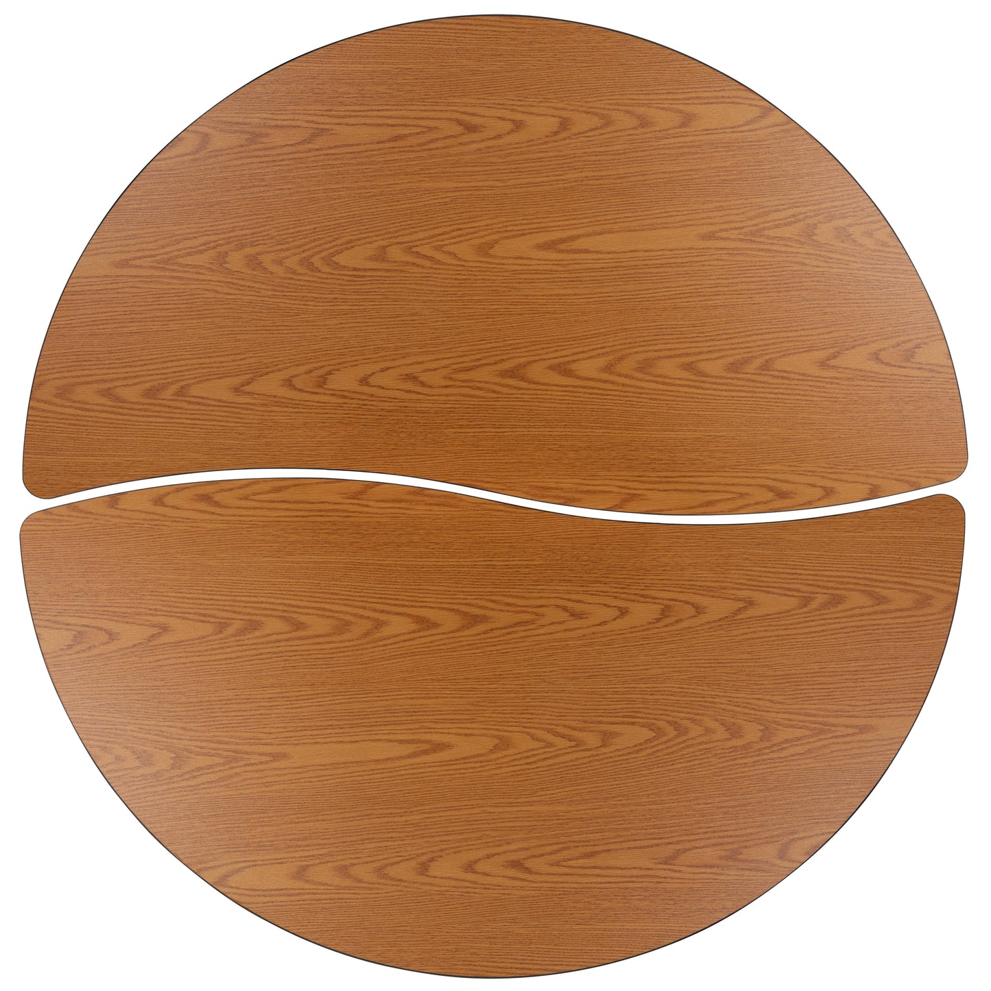 Emmy 2 Piece Emmy 60" Circle Wave Flexible Oak Thermal Laminate Activity Table Set - Standard Height Adjustable Legs