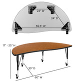 Emmy 2 Piece Mobile Emmy 60" Circle Wave Flexible Oak Thermal Laminate Kids Adjustable Activity Table Set