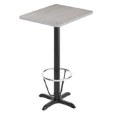Stiles 24'' x 30'' Gray Rectangular Laminate Table Top with Black 22 x 22 "X" Style Bar Height Base with Footring