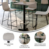 Stiles 24'' x 30'' Gray Rectangular Laminate Table Top with Black 22 x 22 "X" Style Bar Height Base with Footring