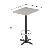 Stiles 24'' x 30'' Gray Rectangular Laminate Table Top with Black 22 x 22 "X" Style Bar Height Base with Footring