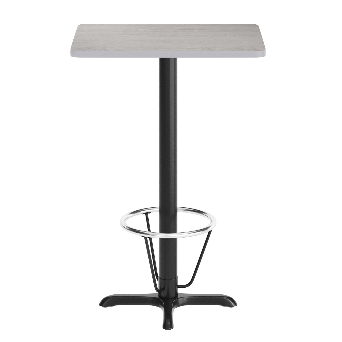 Stiles 24'' x 30'' Gray Rectangular Laminate Table Top with Black 22 x 22 "X" Style Bar Height Base with Footring