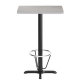 Stiles 24'' x 30'' Gray Rectangular Laminate Table Top with Black 22 x 22 "X" Style Bar Height Base with Footring