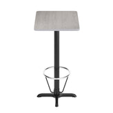 Stiles 24'' x 30'' Gray Rectangular Laminate Table Top with Black 22 x 22 "X" Style Bar Height Base with Footring