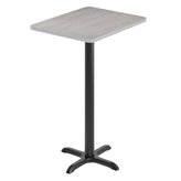 Stiles 24'' x 30'' Gray Rectangular Laminate Table Top with Black 22 x 22 "X" Style Bar Height Base