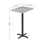 Stiles 24'' x 30'' Gray Rectangular Laminate Table Top with Black 22 x 22 "X" Style Bar Height Base