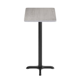 Stiles 24'' x 30'' Gray Rectangular Laminate Table Top with Black 22 x 22 "X" Style Bar Height Base