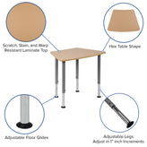 Billie Hex Natural Collaborative Student Desk (Adjustable from 22.3" to 34") - Home and Classroom