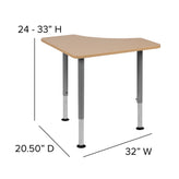 Billie Triangular Natural Collaborative Student Desk (Adjustable from 22.3" to 34") - Home and Classroom
