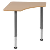 Billie Triangular Natural Collaborative Student Desk (Adjustable from 22.3" to 34") - Home and Classroom