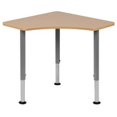 Billie Triangular Natural Collaborative Student Desk (Adjustable from 22.3" to 34") - Home and Classroom