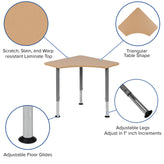 Billie Triangular Natural Collaborative Student Desk (Adjustable from 22.3" to 34") - Home and Classroom